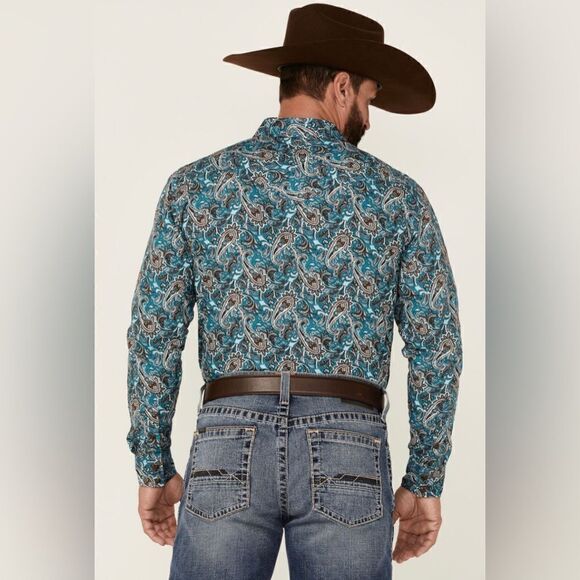 Cody James Refresh Large Paisley Print Long Sleeve Snap Western Shirt sz 2XL - Picture 6 of 10